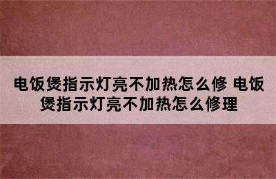 电饭煲指示灯亮不加热怎么修 电饭煲指示灯亮不加热怎么修理